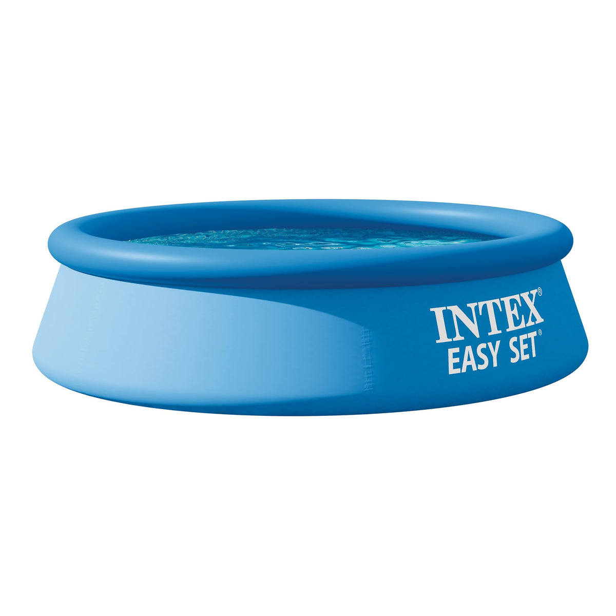 Intex front full view showing pool ready to use and easy backyard cooling
