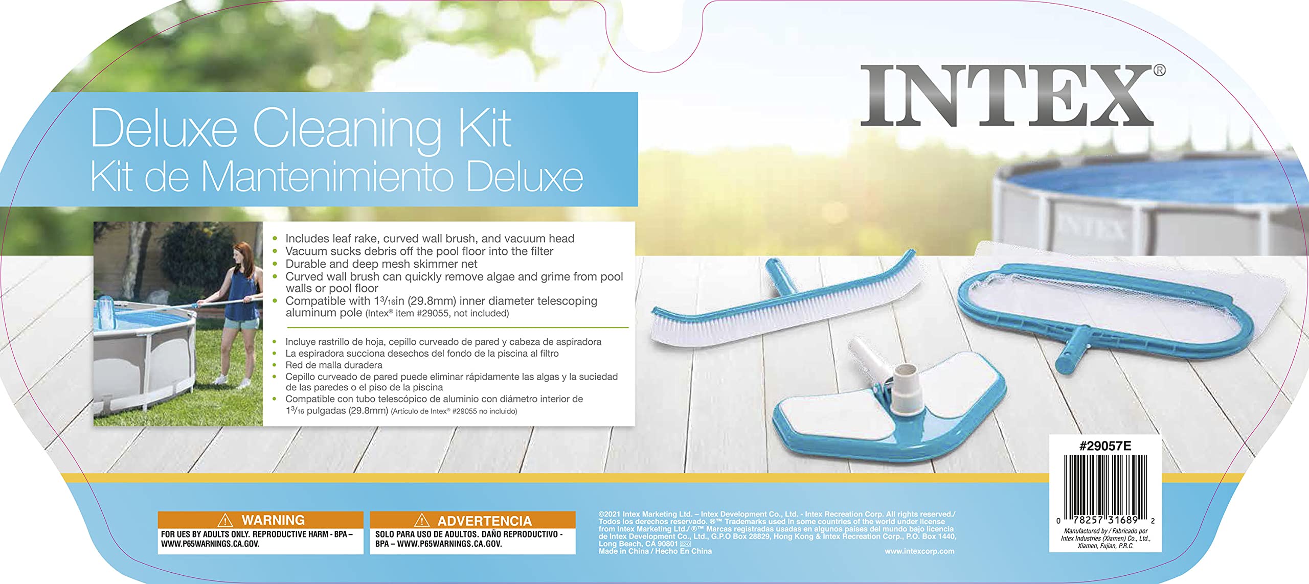 Intex cleaning kit in use at poolside showing faster maintenance benefit
