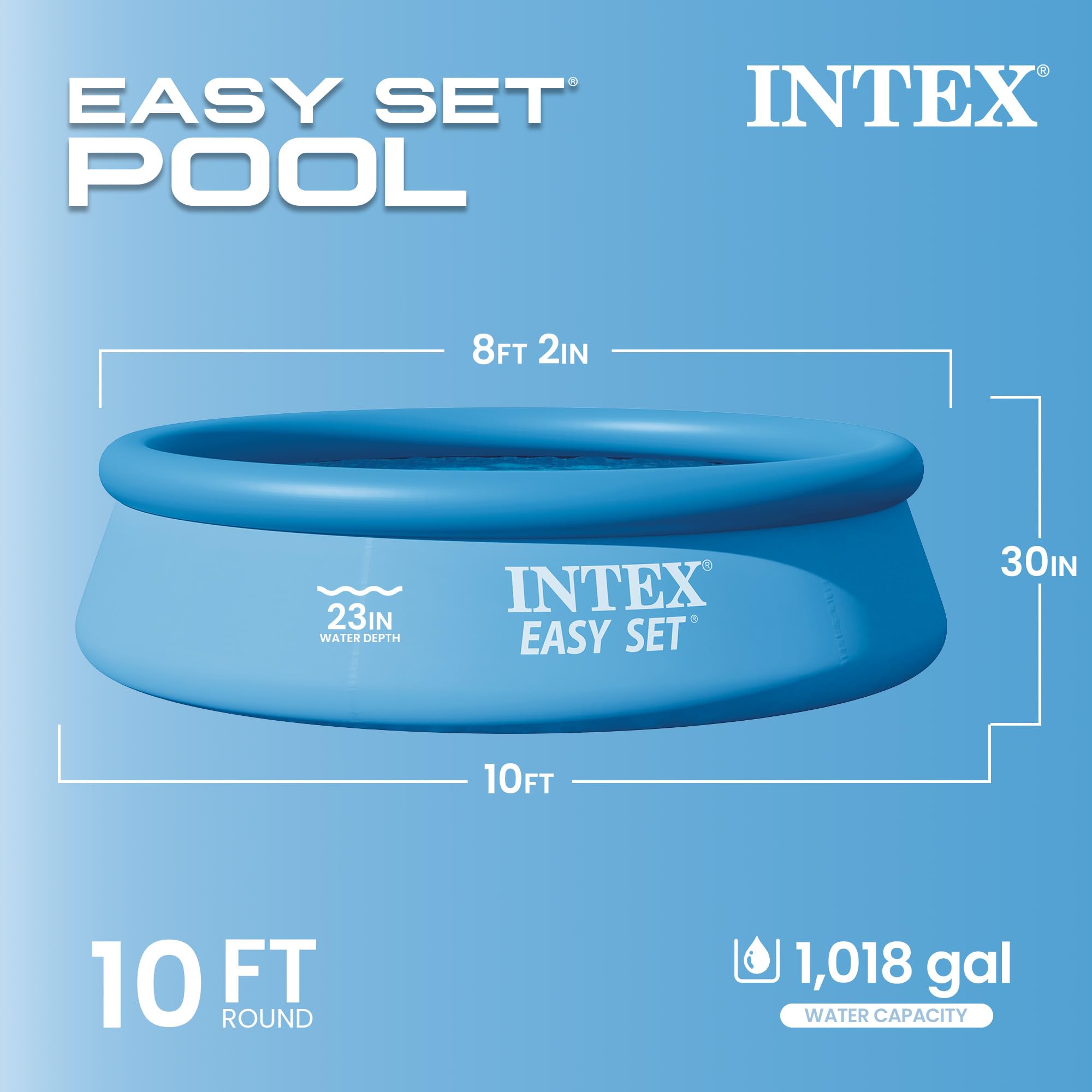 Intex close-up of inflated top ring highlighting sturdy PVC construction