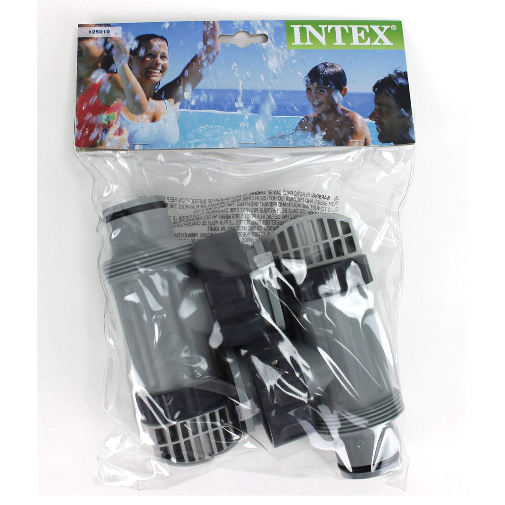 Intex valve installed on pool fitting showing leak prevention benefit