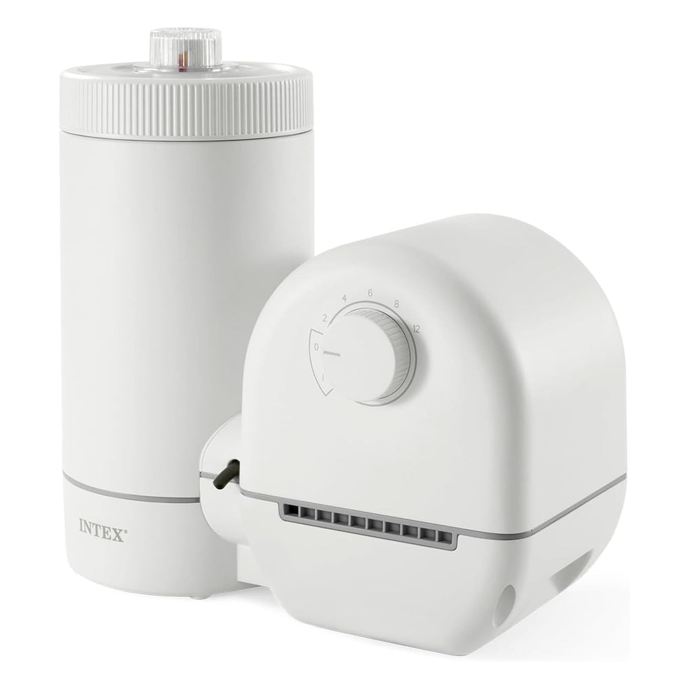 INTEX Krystal Clear front view showing compact pump and connections for easy installation