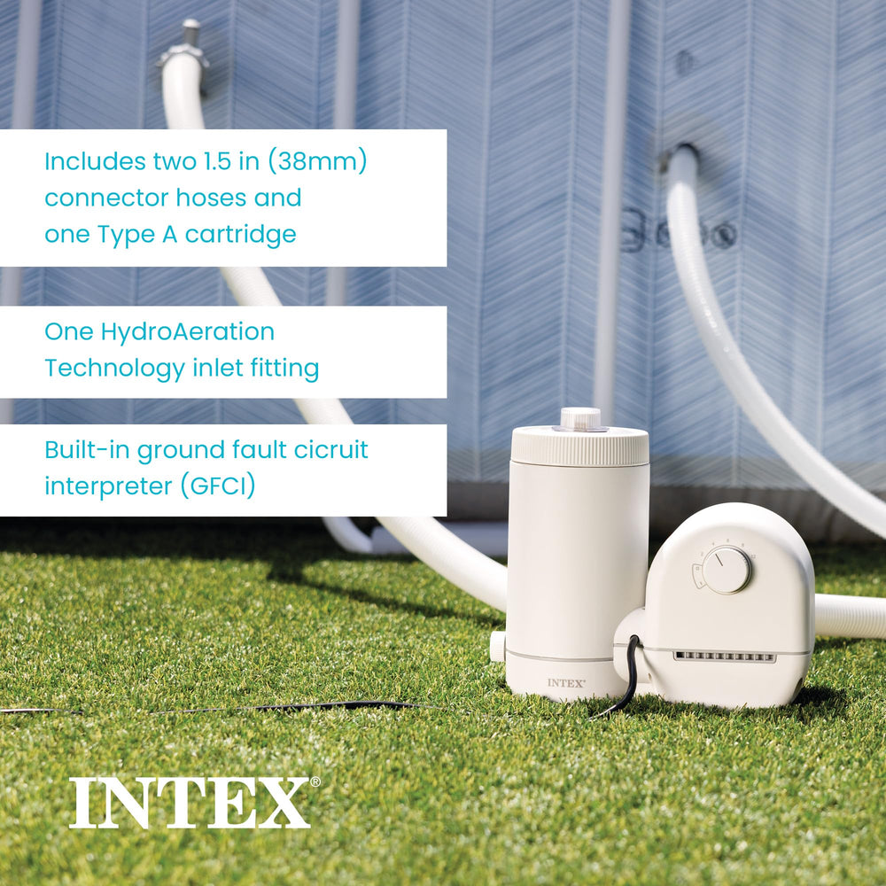 INTEX product label and specs readable for model compatibility and warranty information
