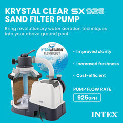 Intex krystal clear multiport valve closeup showing handle and labels benefit: easy function switching