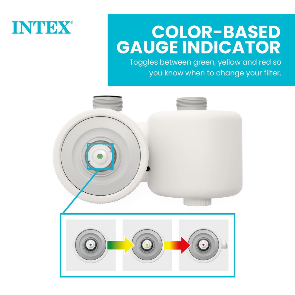 INTEX pump hooked to above-ground pool demonstrating straightforward setup and flow