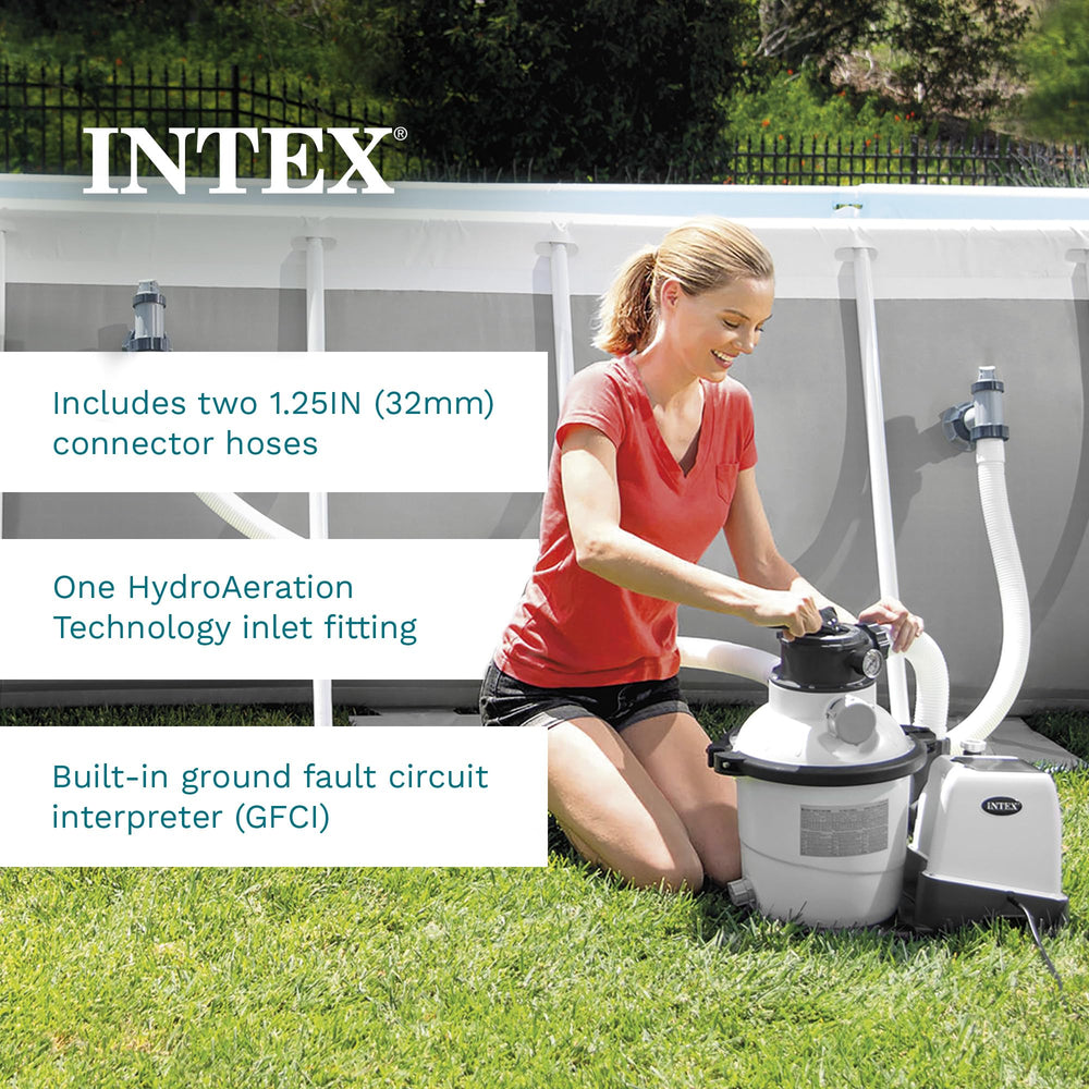 Intex krystal clear size scale comparison next to a chair benefit: visualizes compact footprint