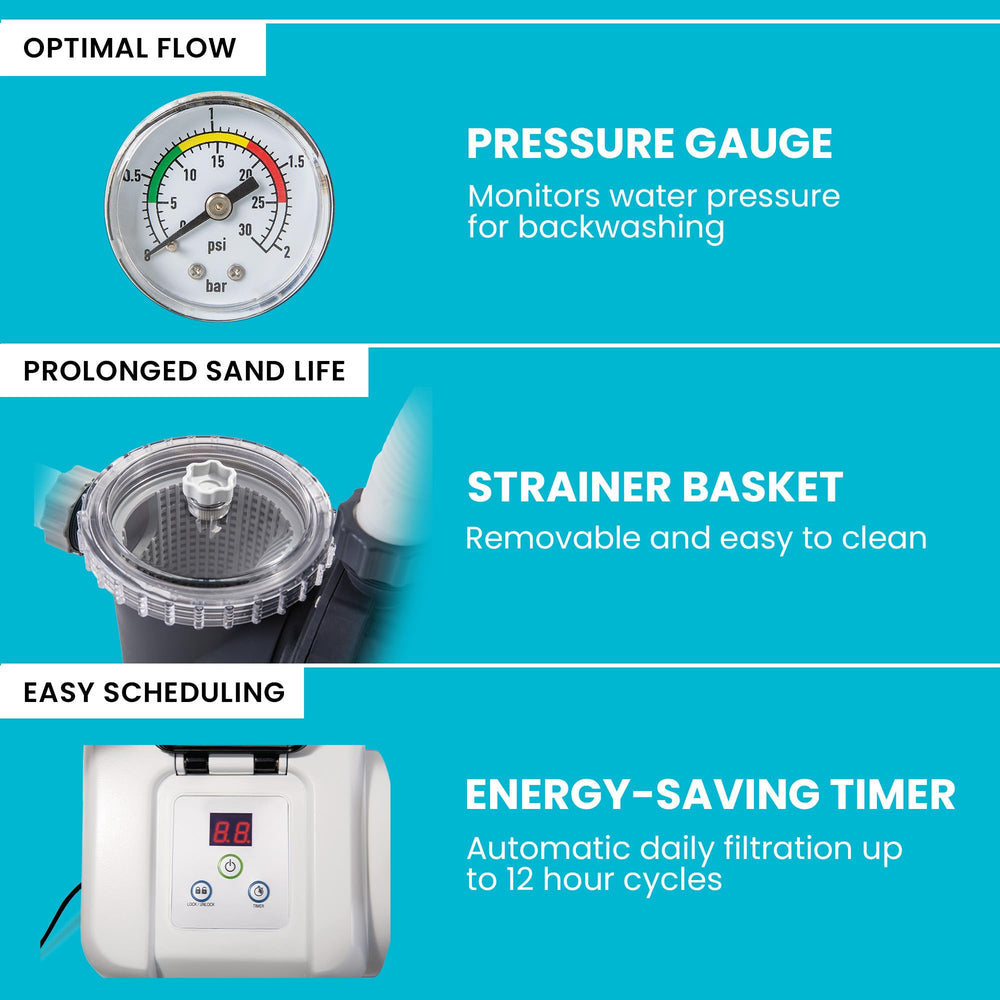 INTEX timer display close-up demonstrating simple 24-hour scheduling