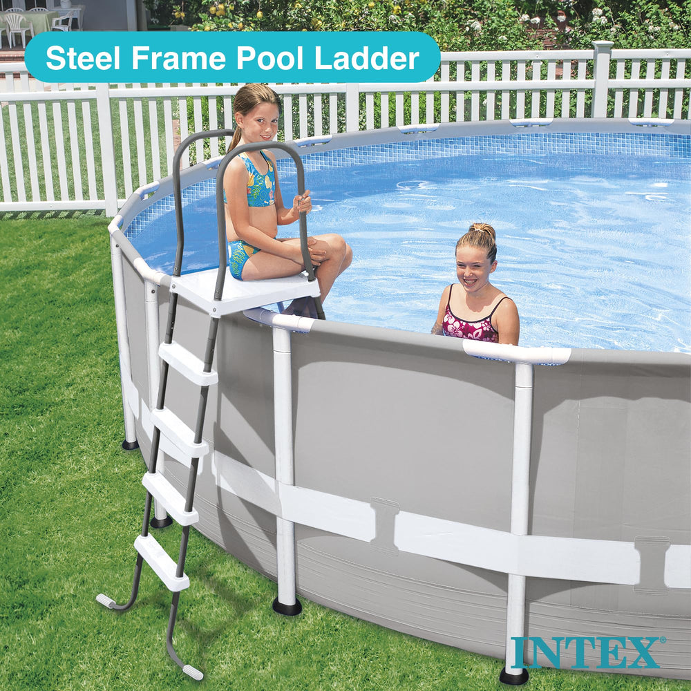 Intex accessory attachment anchored to pool wall for secure ladder stability