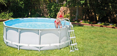 Intex closeup of hi‑impact plastic steps highlighting slip‑resistant tread for safety