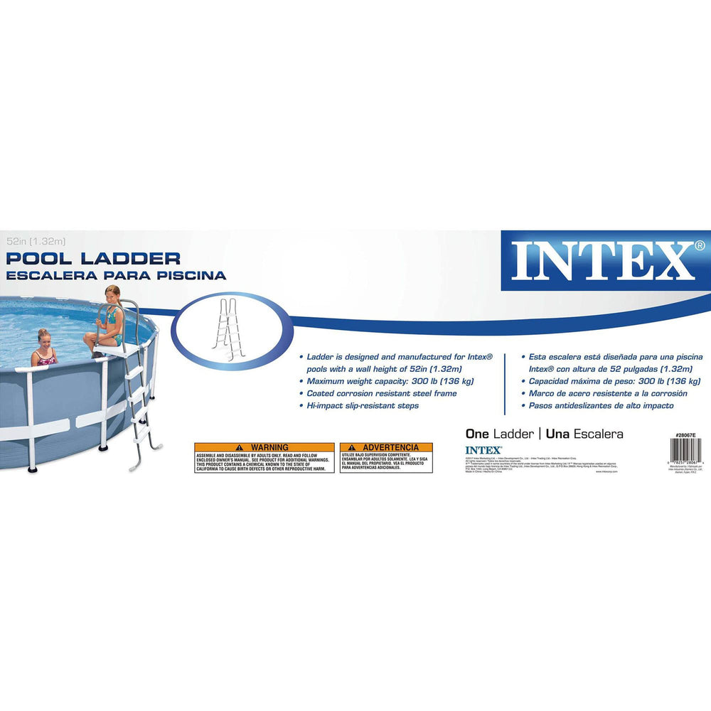 Intex ladder beside a chair for scale showing appropriate height and clearance