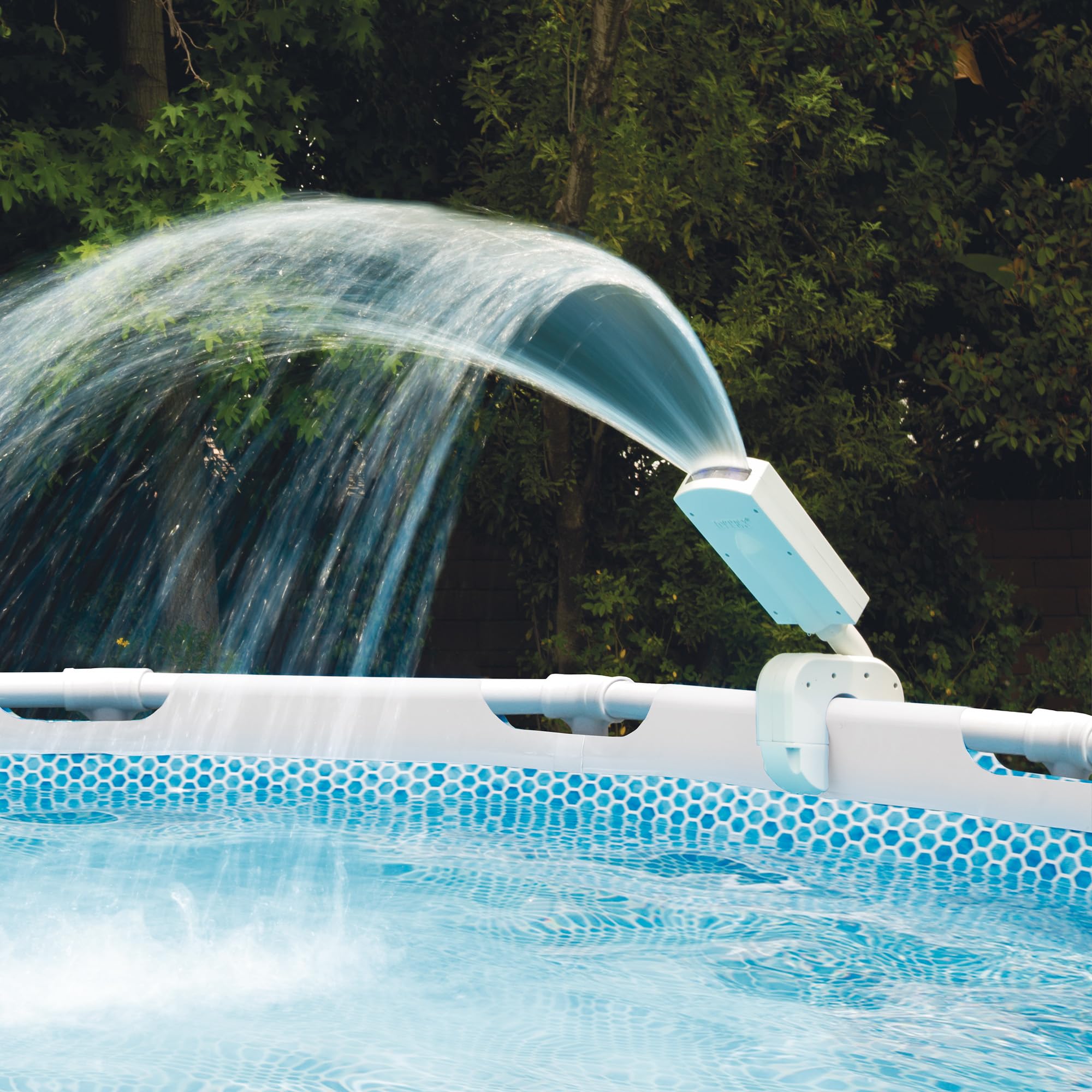 Intex daytime spray in pool showing refreshing water feature for hot-weather cooling