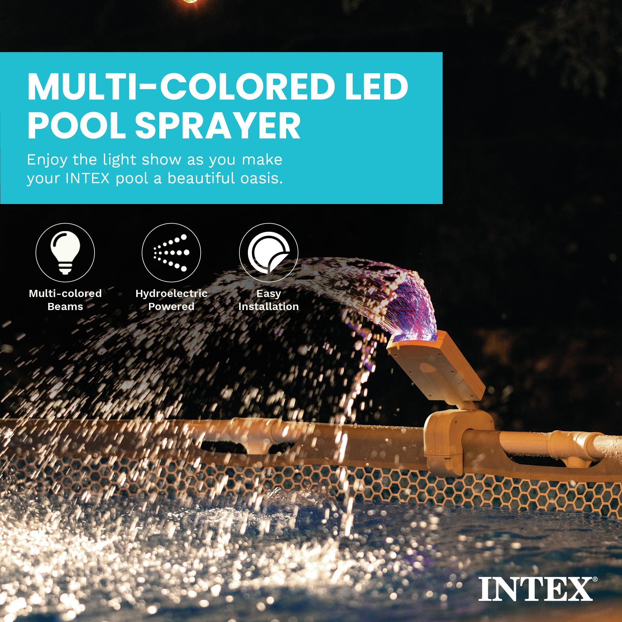 Intex sprayer attached to pool pump demonstrating simple installation and no-wiring convenience