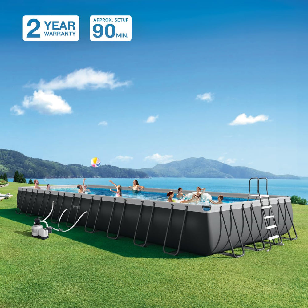 Intex liner material detail highlighting Super-Tough puncture-resistant durability benefit