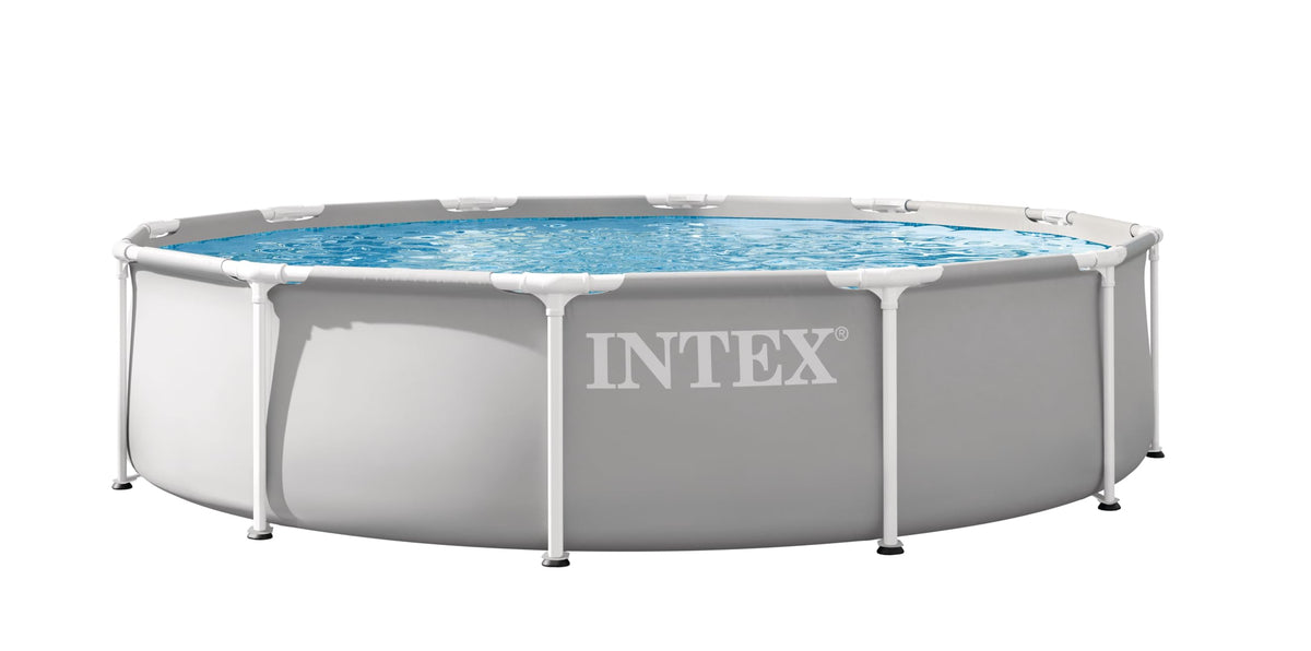 Intex prism frame front view showing full pool and easy setup benefit