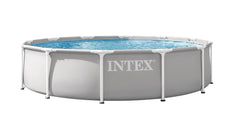 Intex prism frame front view showing full pool and easy setup benefit
