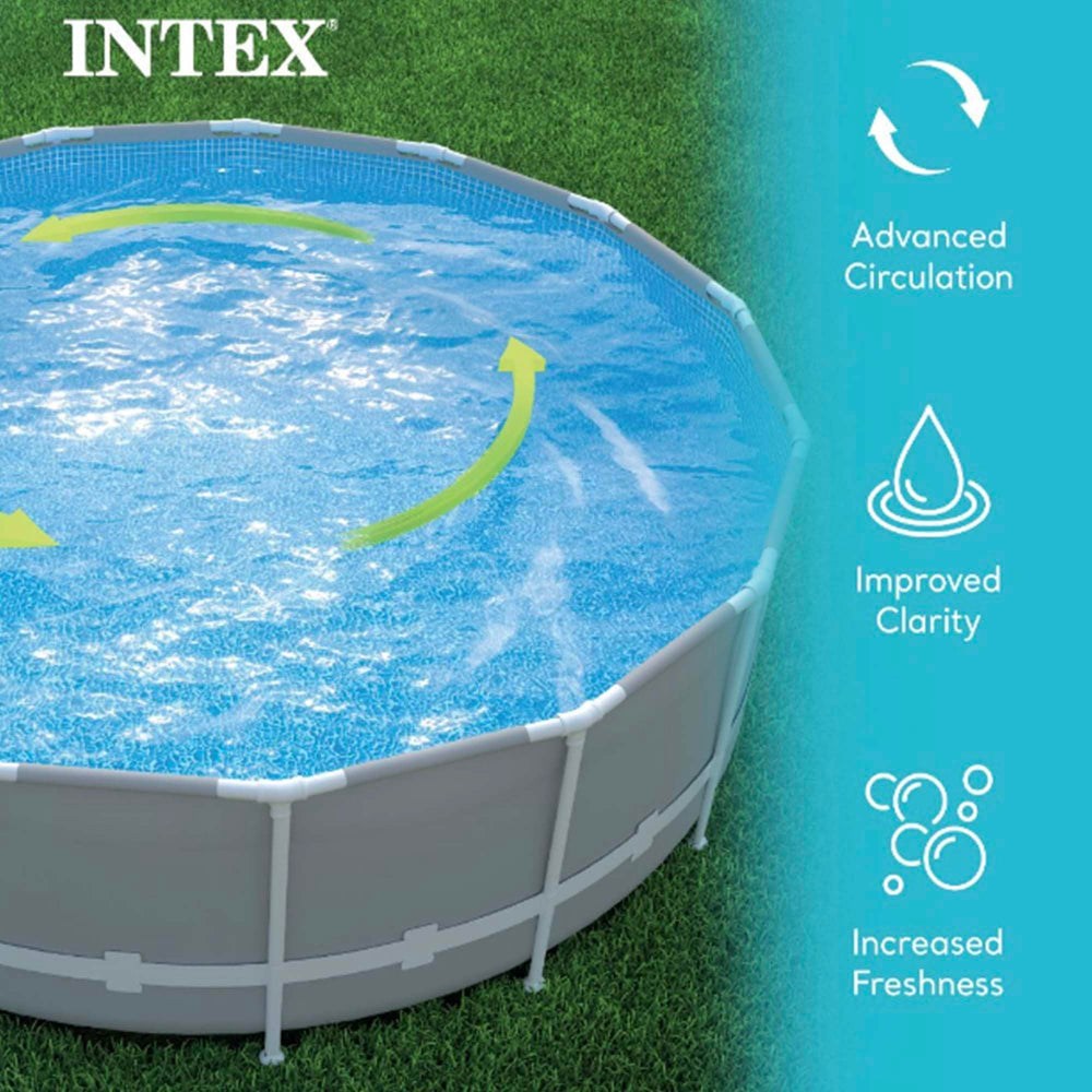 INTEX pump connected to an above-ground pool illustrating improved water movement