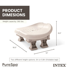Intex PureSpa seat demonstrating two adjustable height settings for customization
