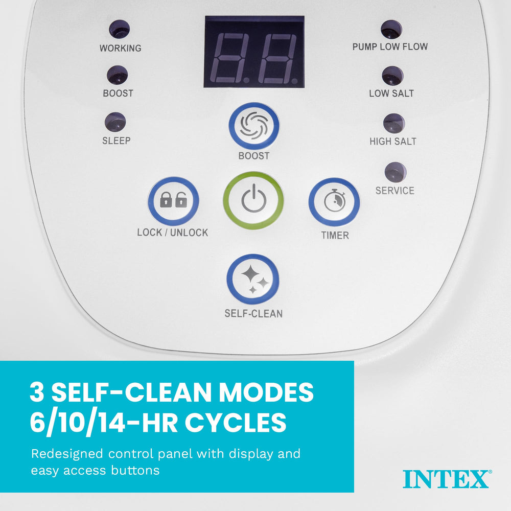 INTEX unit next to a ruler for size scale showing compact footprint and space-saving design