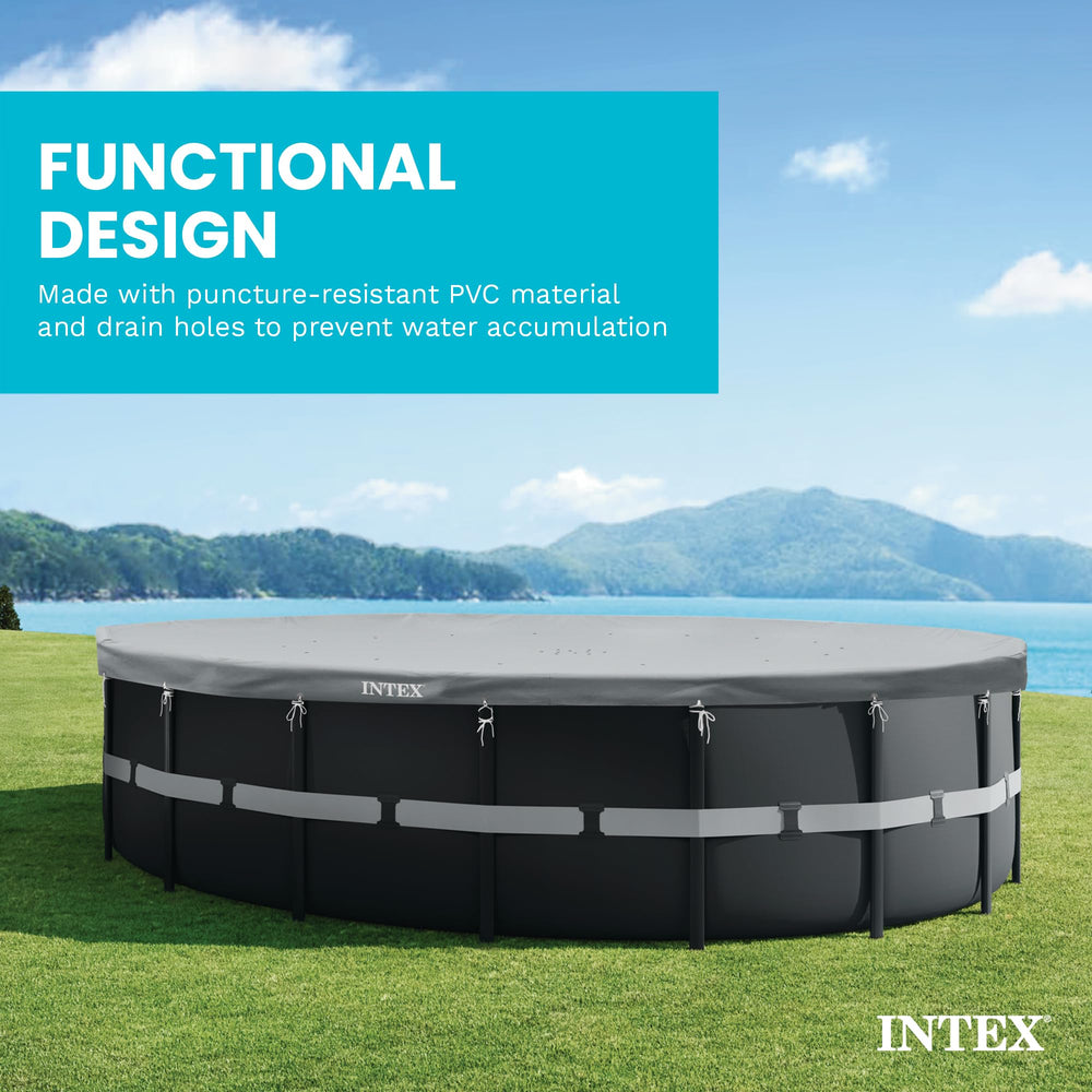 Intex tied rope at top rail ensuring cover stays fastened