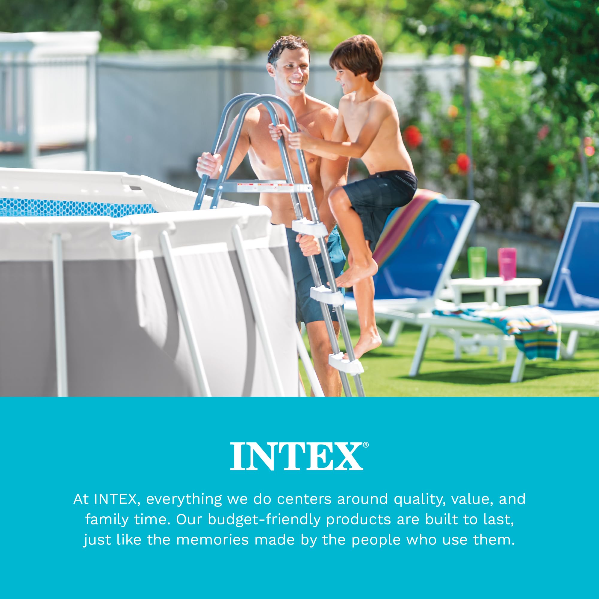 Intex scale comparison with adult showing proper height and usability