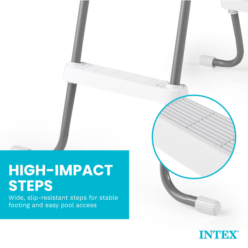 Intex side profile installed on pool showing solid fit and stability