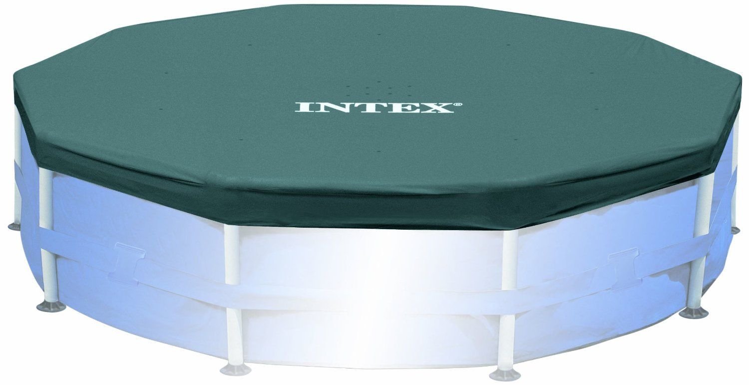 Intex size comparison showing 10-inch overhang for secure fit benefit