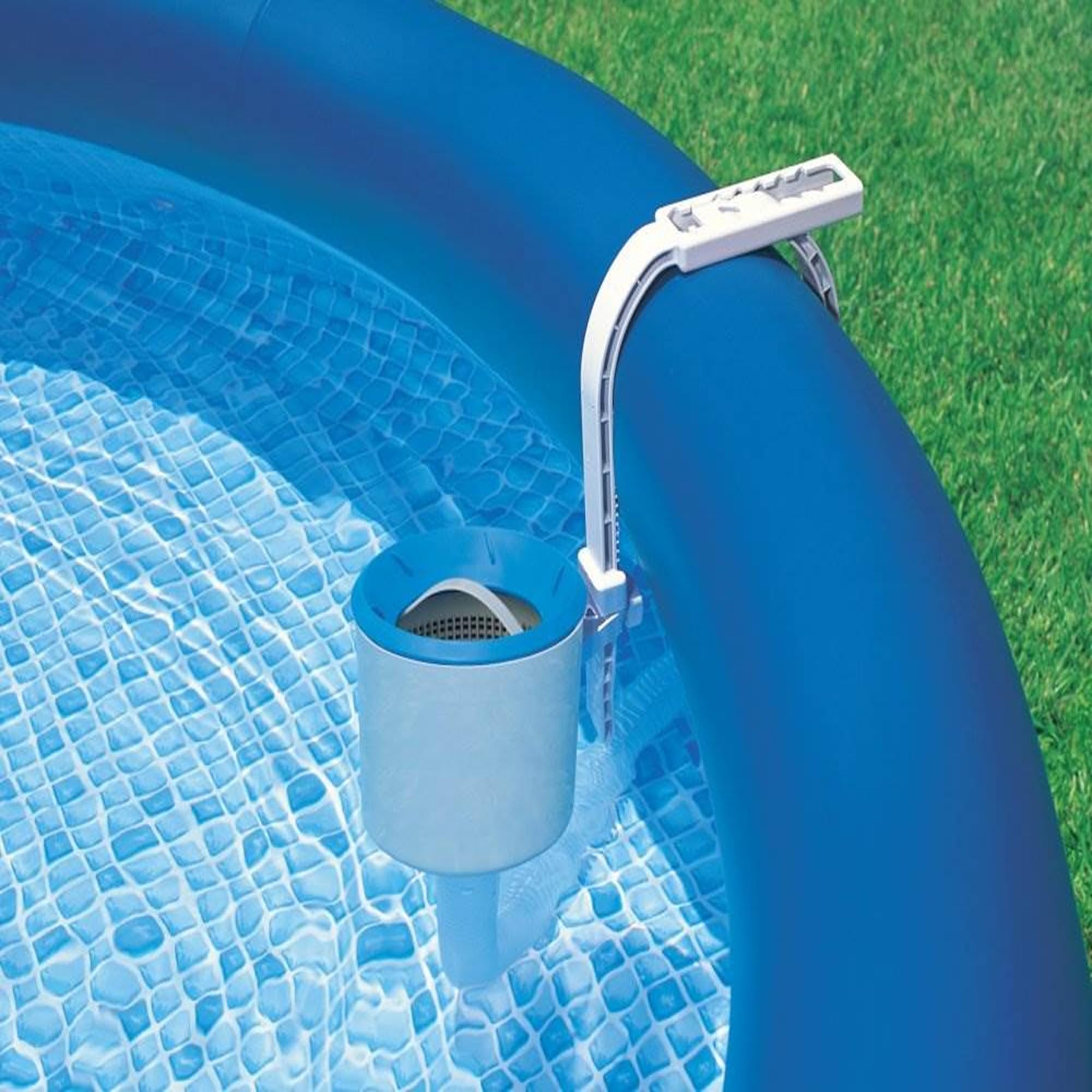 Intex skimmer basket closeup showing removable design for fast cleaning and maintenance