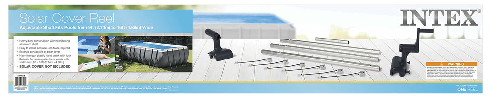 Intex reel mounted on above-ground pool demonstrating quick cover removal benefit