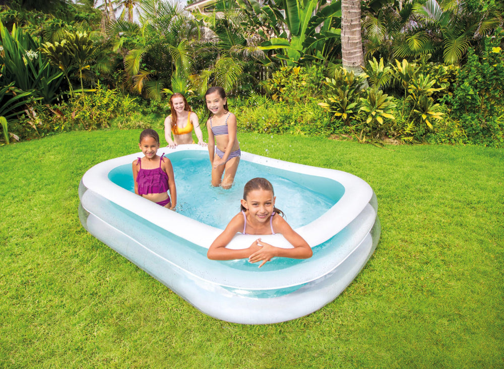 Intex close-up of 14-gauge vinyl and double-ring sidewall highlighting durability