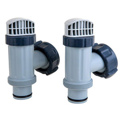Intex threaded hose end close-up showing secure hose connection benefit
