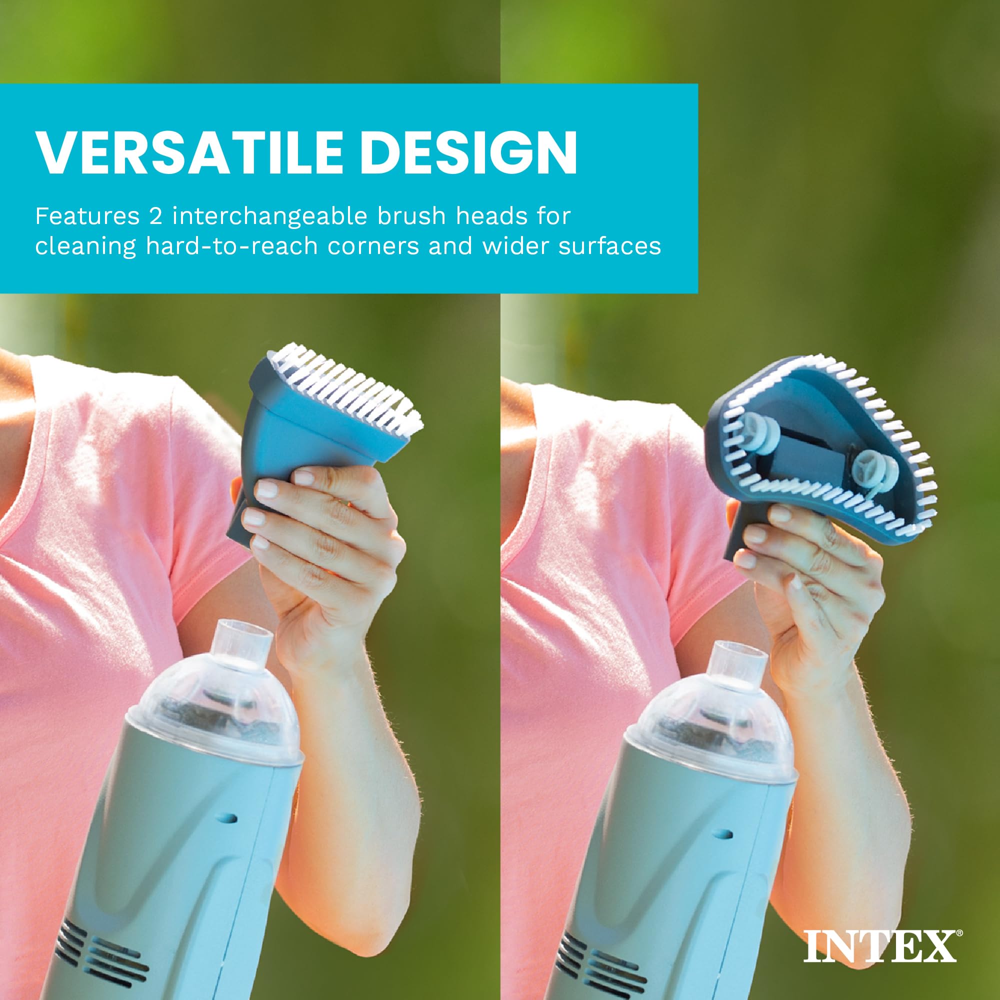 Intex vacuum in use inside spa showing quick debris removal benefit