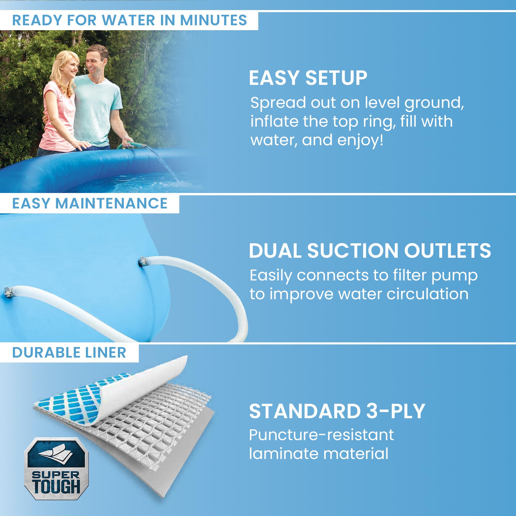 Intex pool water clarity shot illustrating cleaner water and better visibility