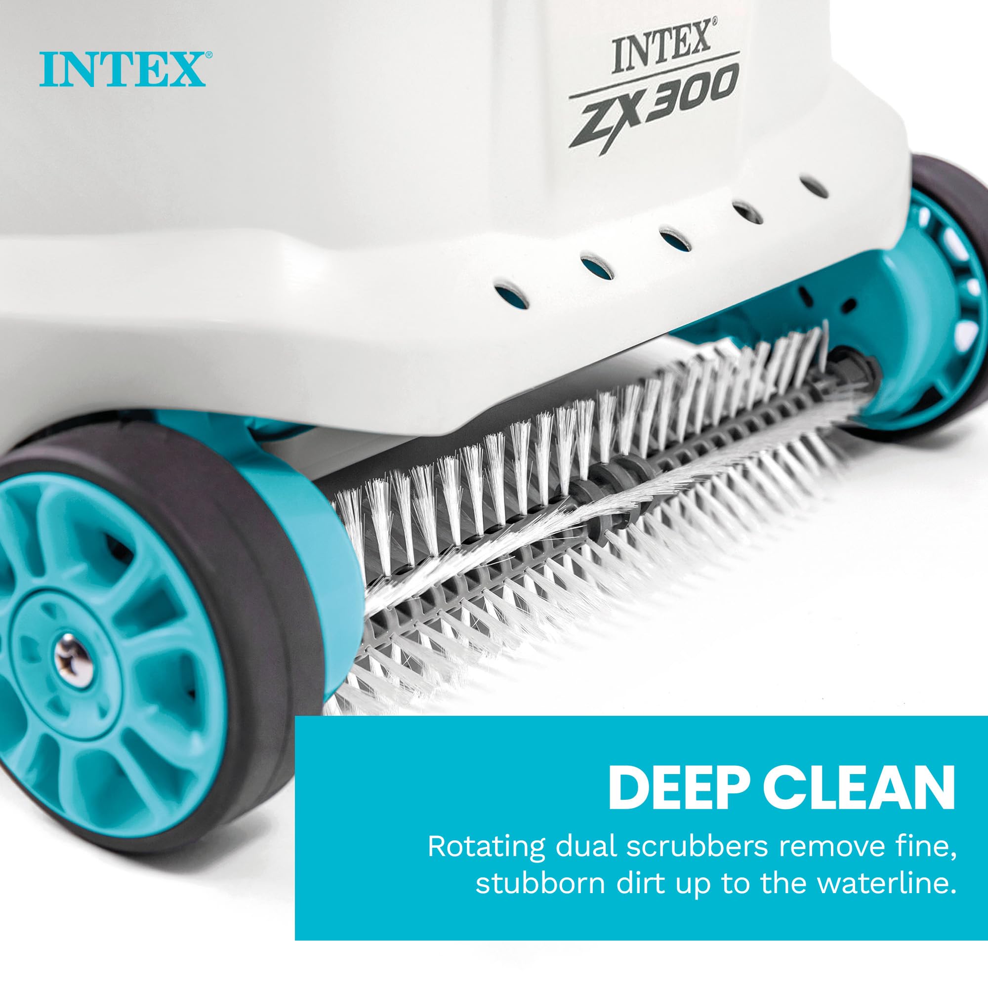 Intex ZX300 wheel drive detail highlighting water-powered traction for wall climbs