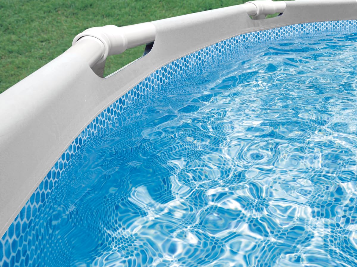 INTEX ZX500R poolside lifestyle shot conveying effortless, regular pool care