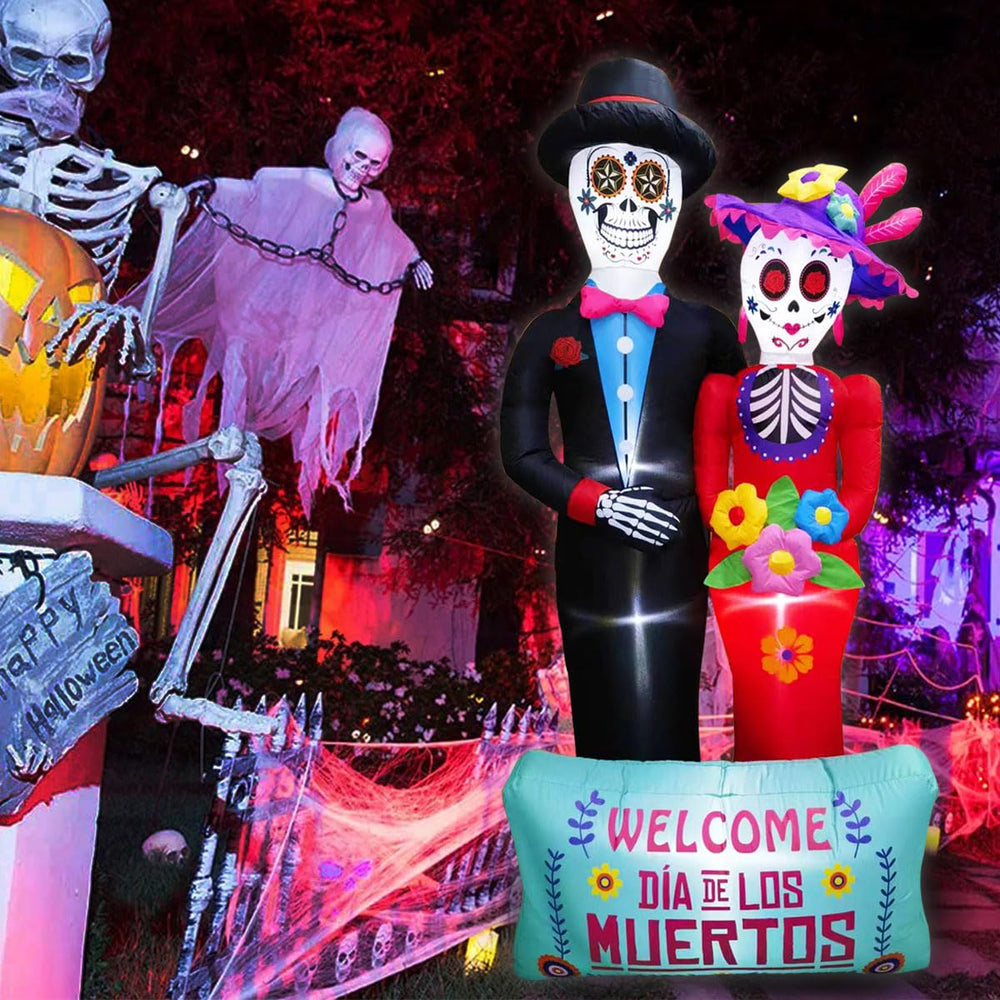 Intexflatable close-up of fabric details showing vibrant Day of the Dead design