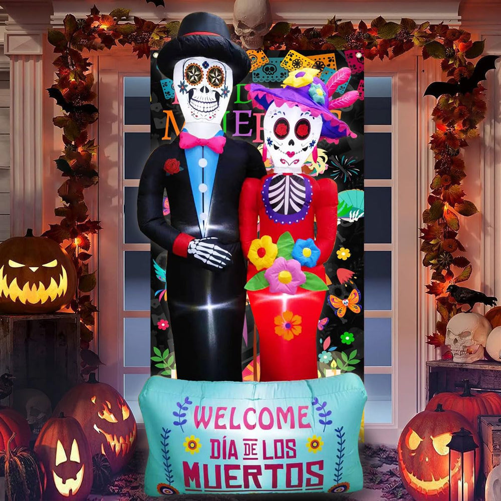 Intexflatable front view of sugar skull couple highlighting street visibility