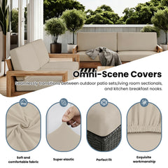 IntoBox cover fitted on a patio sofa cushion showing fresh updated appearance