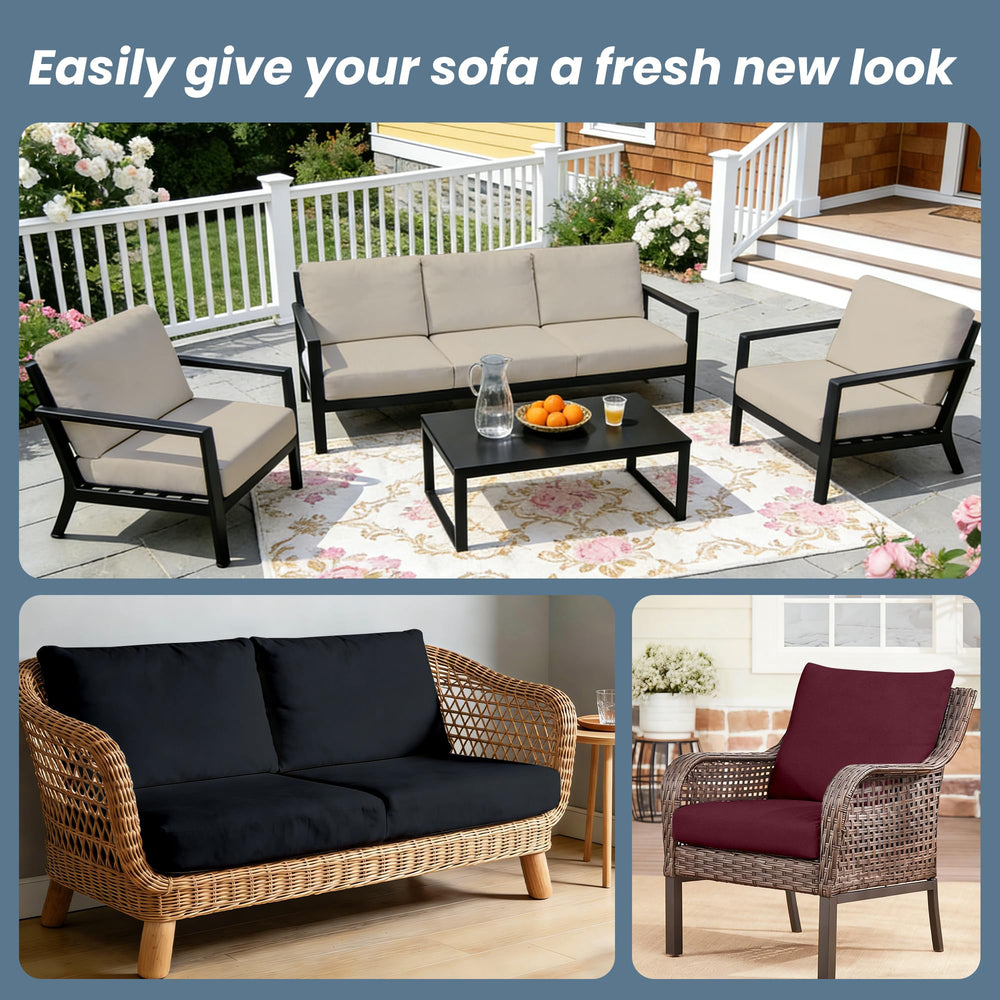 IntoBox cover beside a standard 20–27 inch cushion for size and fit comparison