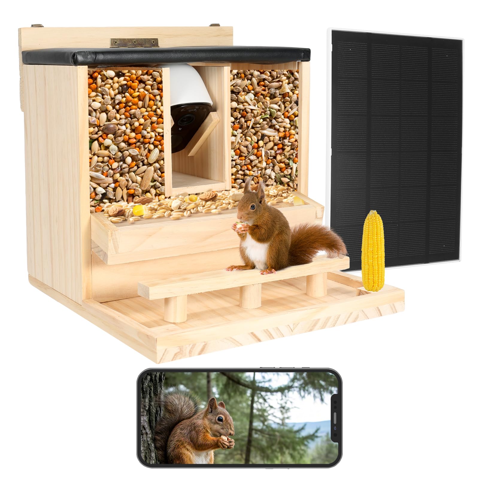 Intoo Lifes front view of wooden picnic-table feeder showing attractive yard decor and functionality