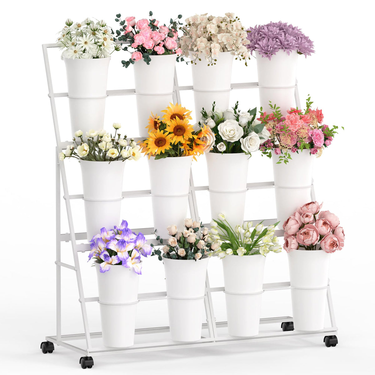 Invech front full display stand showing all tiers and neat plant presentation benefit