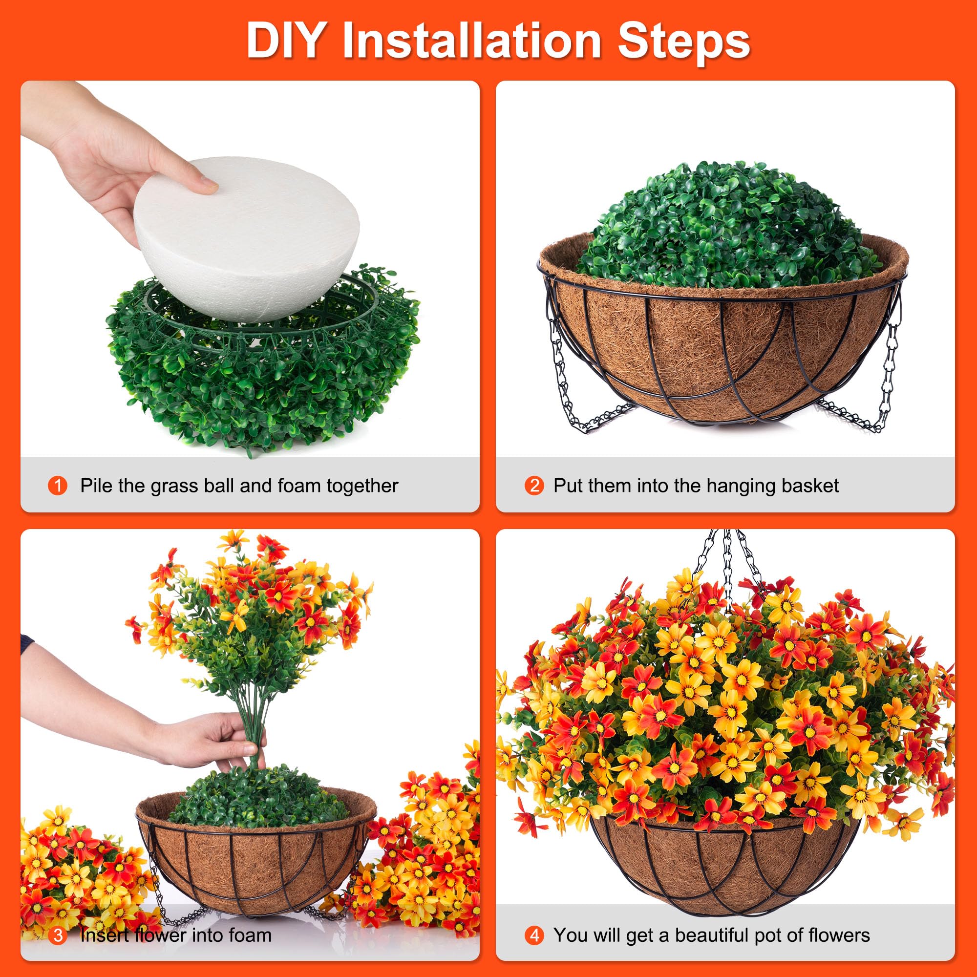 INXUGAO assembled hanging basket on porch hook showcasing easy outdoor use