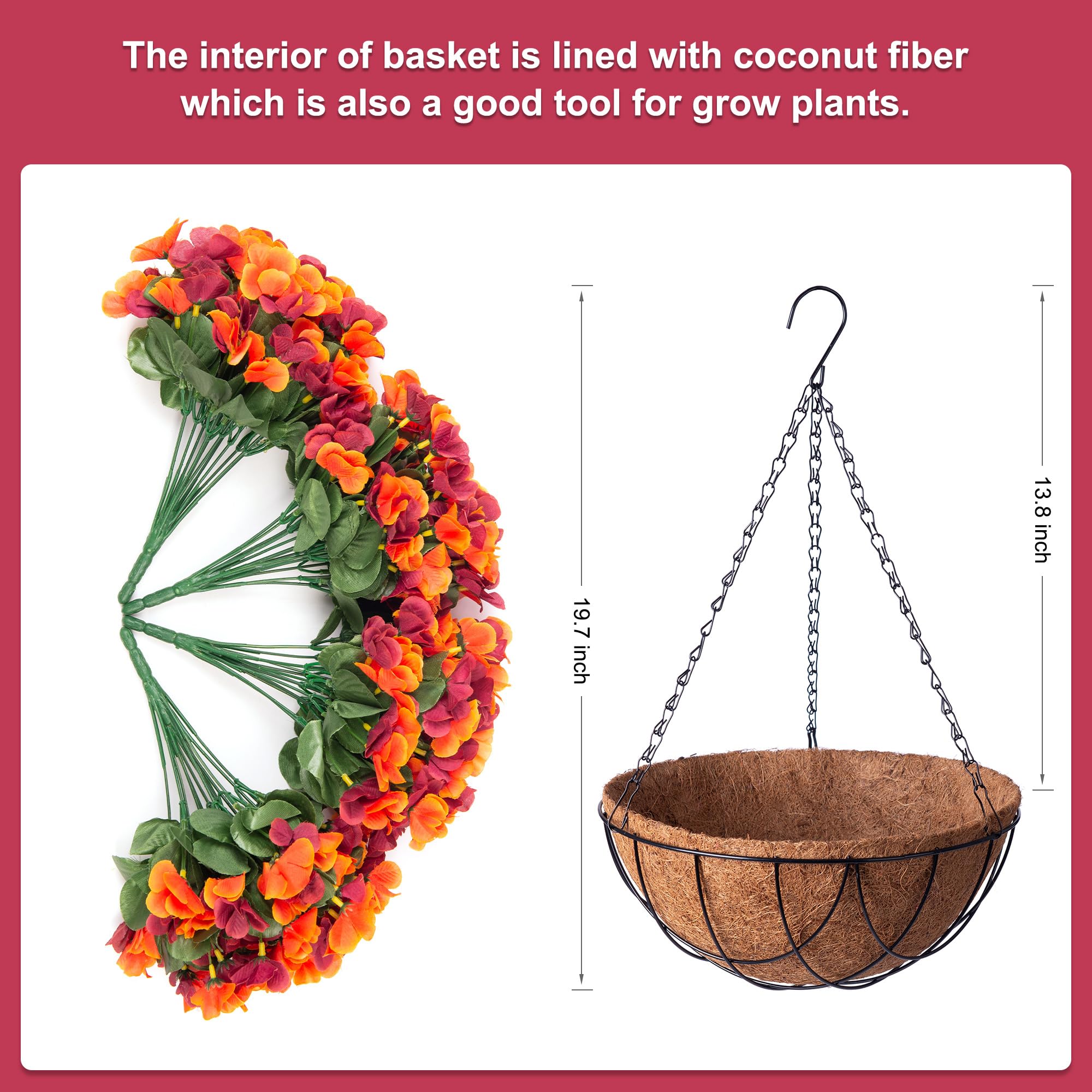 INXUGAO coconut-lined basket interior detail offering natural look and durability