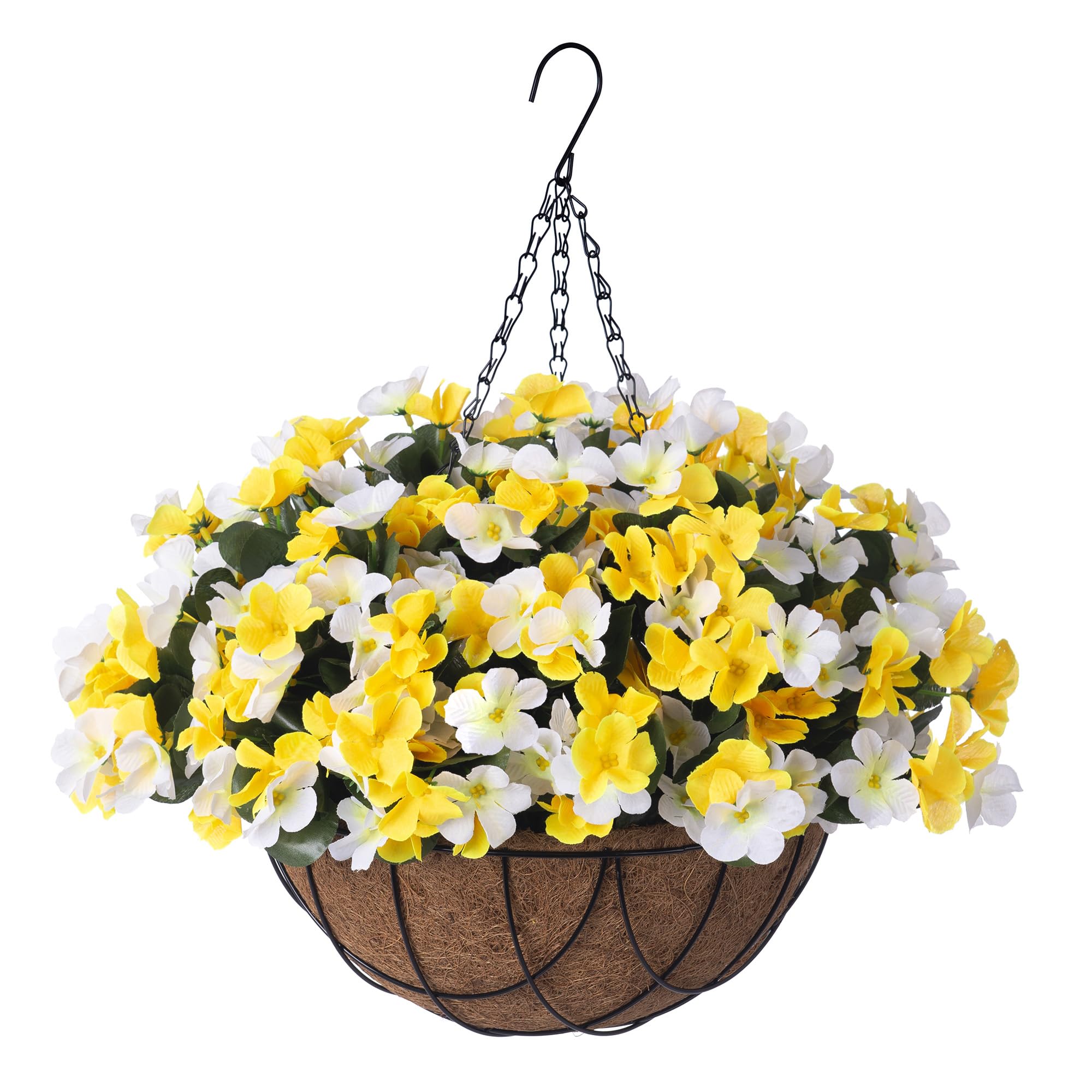 INXUGAO front view of hanging basket showing full floral display and curb appeal