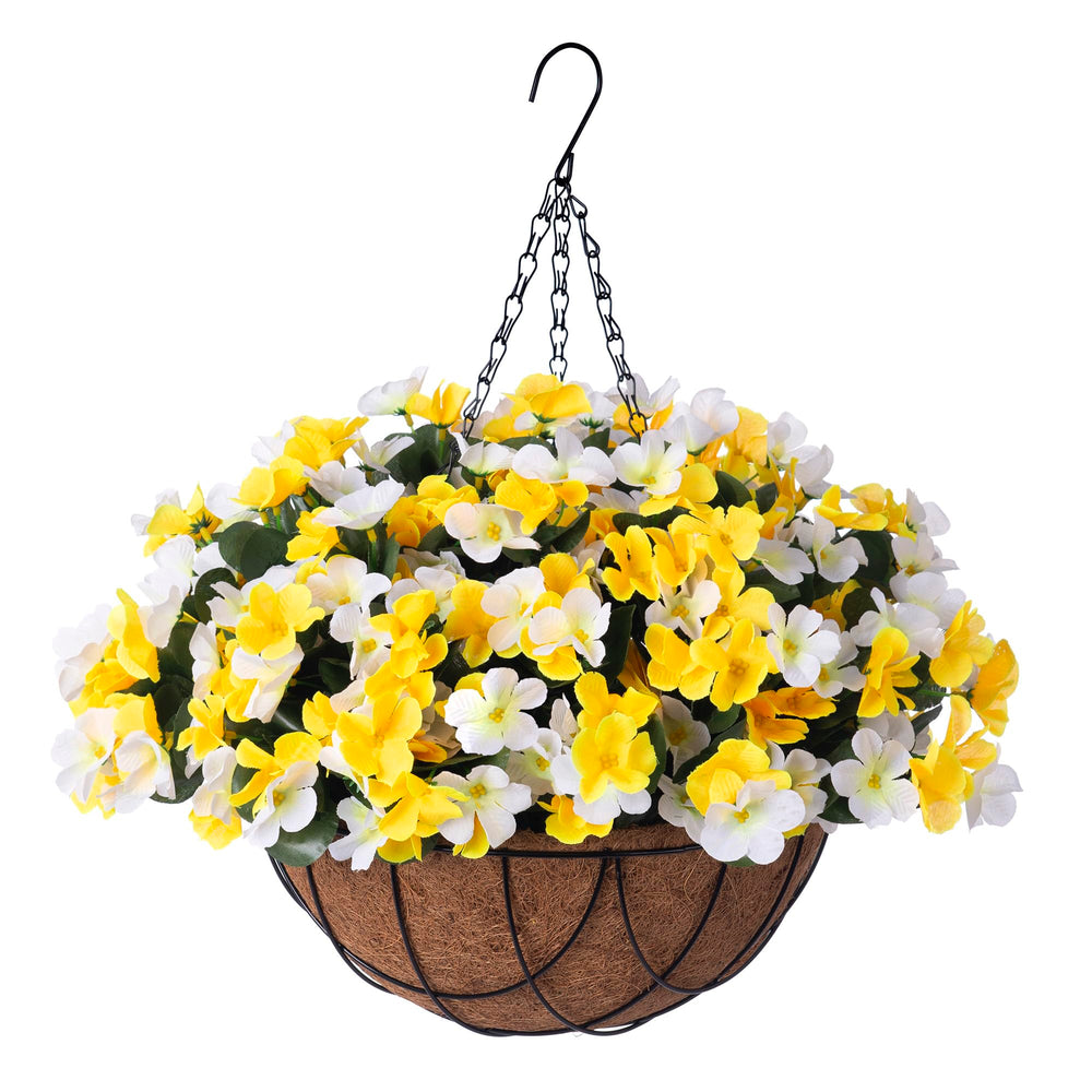 INXUGAO front view of hanging basket showing full floral display and curb appeal