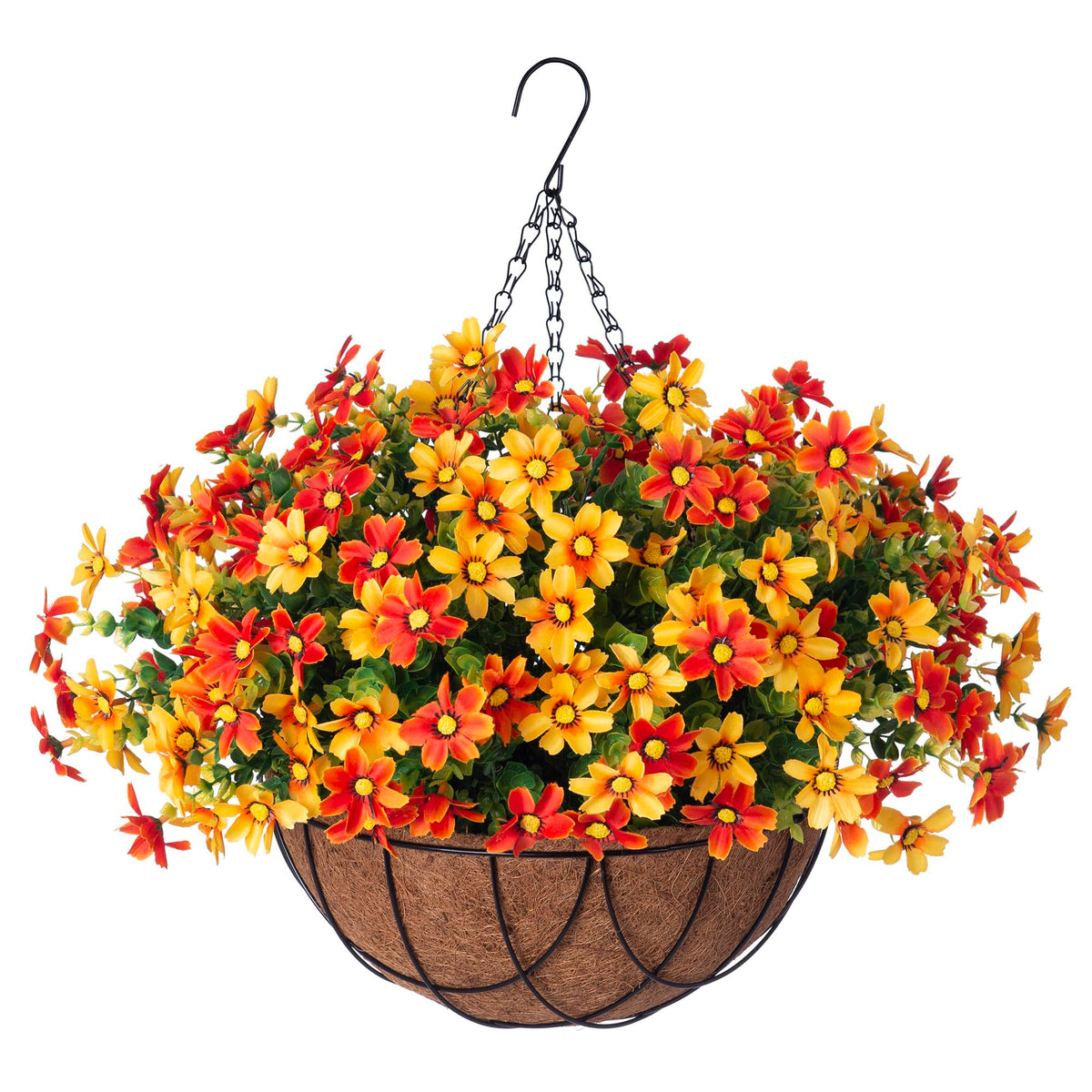 INXUGAO front view of hanging basket showing vibrant fall display and curb appeal