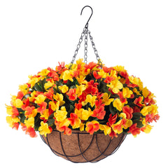 INXUGAO front view of assembled hanging basket showing full hydrangea display and curb appeal
