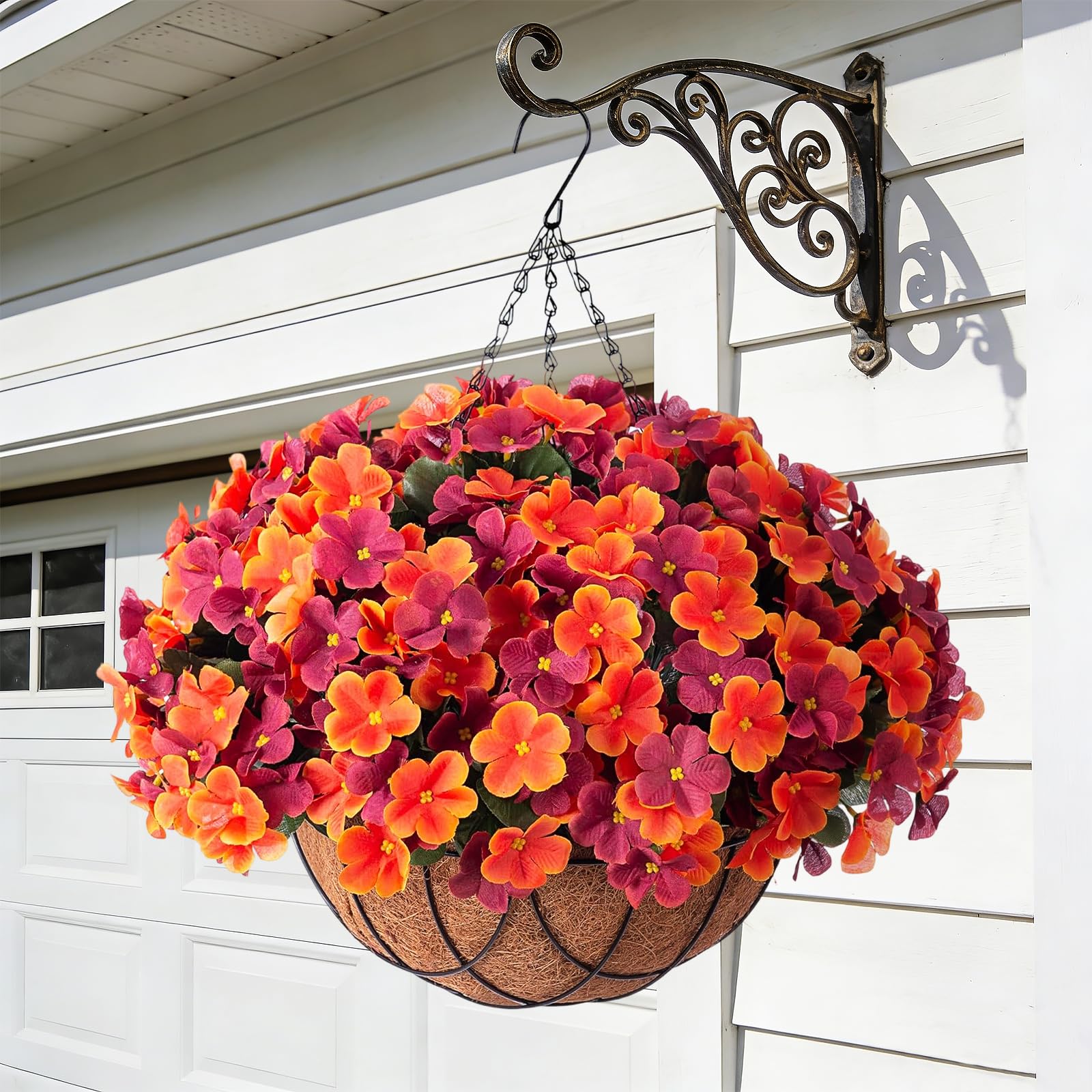 INXUGAO hanging basket displayed on porch adding seasonal color and low-maintenance charm