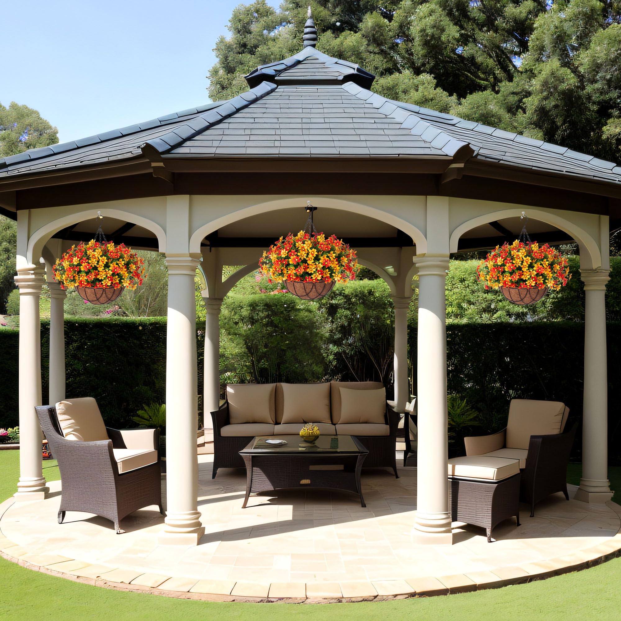 INXUGAO styled on patio railing adding instant autumn charm and low maintenance