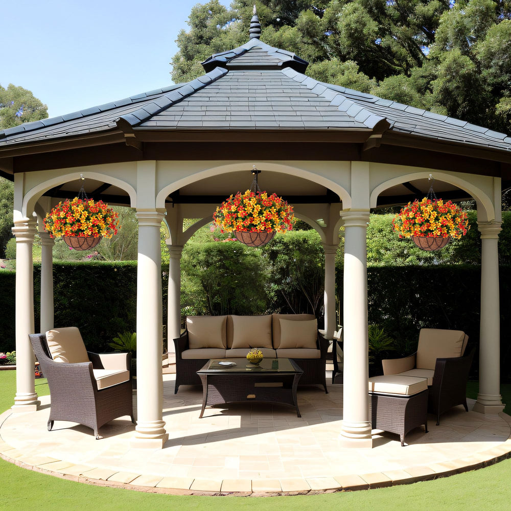 INXUGAO styled on patio railing adding instant autumn charm and low maintenance