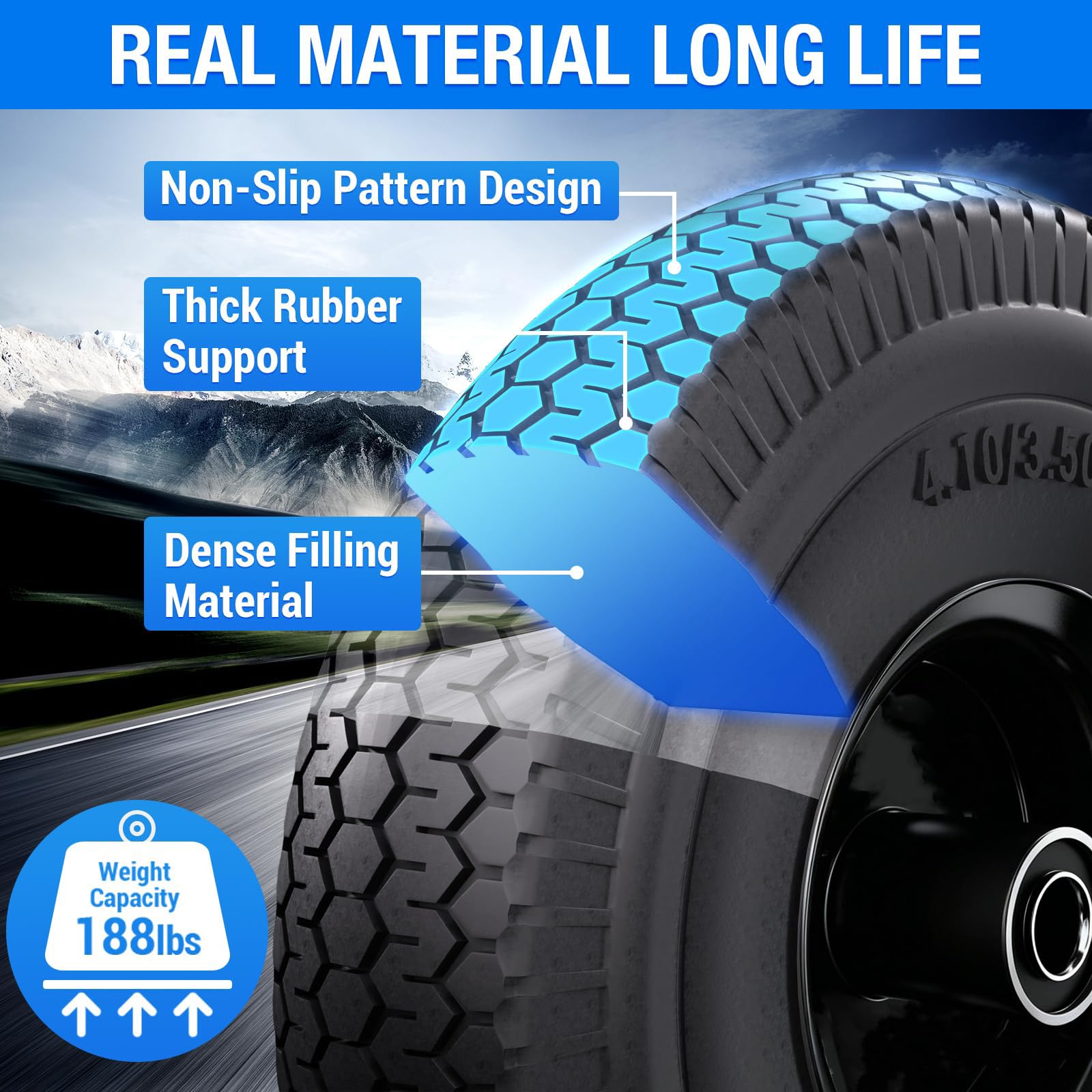 Iococee close-up of tread texture showing polyurethane durability and puncture resistance