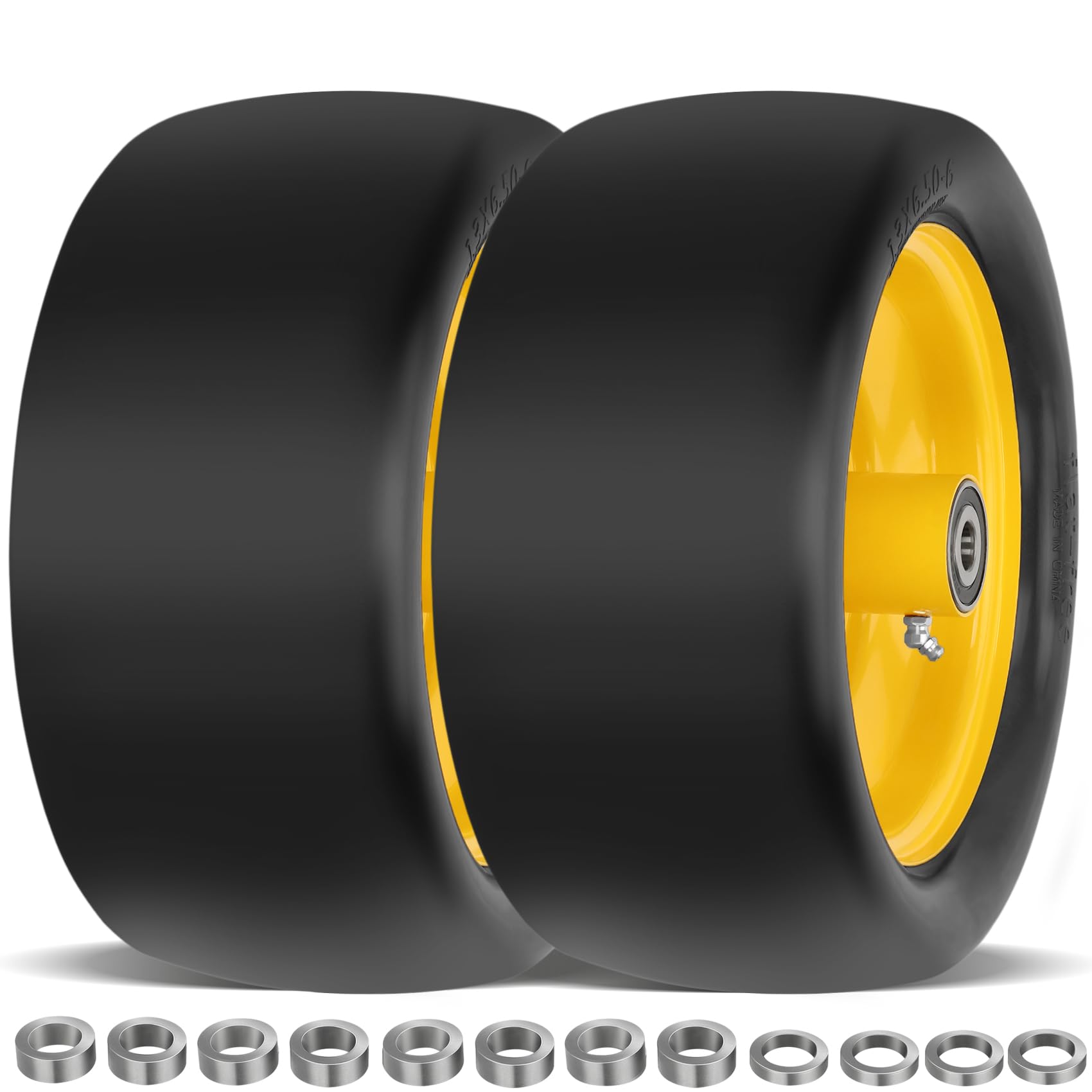 Iococee front assembly facing view showing complete tire and rim, durable and ready to install